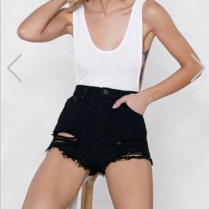 Nasty Gal distressed black shorts
